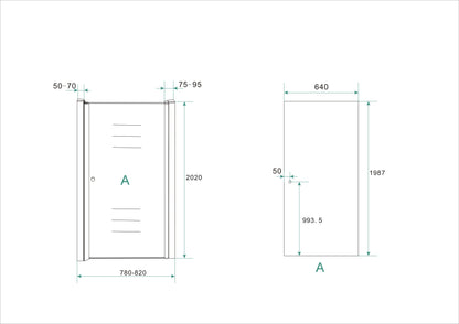 Between nisdeur 800 x 2000 x 8 mm nano helder glas/chroom