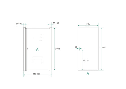 Between nisdeur 900 x 2000 x 8 mm nano helder glas/chroom