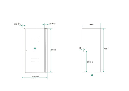 Between nisdeur 600 x 2000 x 8 mm nano helder glas/chroom