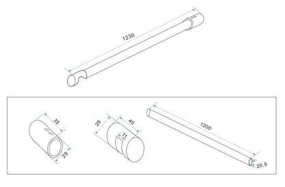 Type 1 stabilisatiestang 120cm chroom