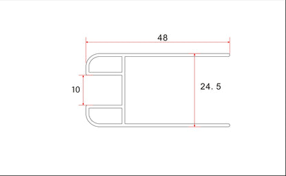chroom glasprofiel tbv muurprofiel glasdikte 1cm lengte 200 cm