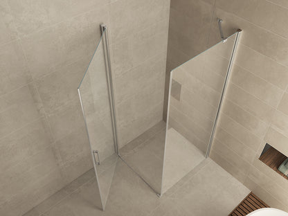Salone cabine met 1 draaideur 900 x 900 x 2000 x 8 mm nano helder glas/chroom