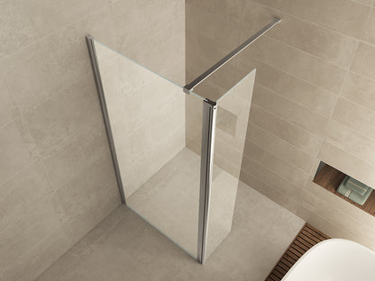 Comfort zijwand draaibaar 300 x 2000 x 10 mm nano helder glas/chroom