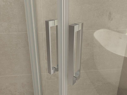 Entra cabine kwartrond met 2 schuifdeuren 900 x 900 x 2000 x 8 mm nano helder glas/chroom
