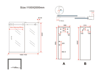 Slide nis schuifdeur 1100 x 2000 x 8 mm nano helder glas/chroom