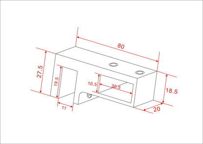 glaskoppeling zijkant stabilisatiestang chroom