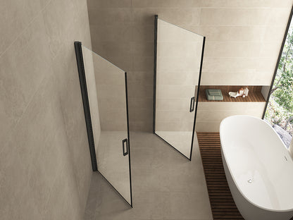 Salone cabine met 2 draaideuren 900 x 900 x 2000 x 8 mm nano helder glas/mat zwart