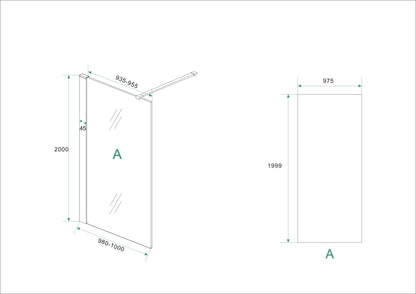 Hibera inloopdouche 1000 x 2000 x 10 mm nano helder glas/RVS
