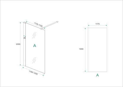Hibera inloopdouche 1200 x 2000 x 10 mm nano helder glas/RVS