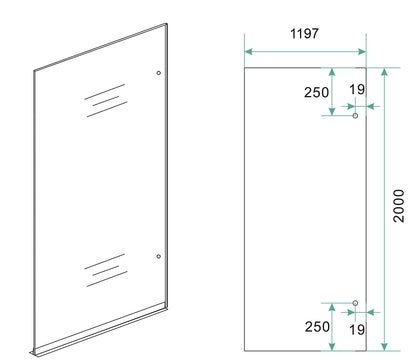 Less glasplaat rechts 1200 x 2000 x 8 mm nano spiegelrook- naar helder glas