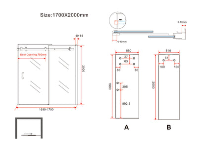 Slide nis schuifdeur 1700 x 2000 x 8 mm nano helder glas/chroom