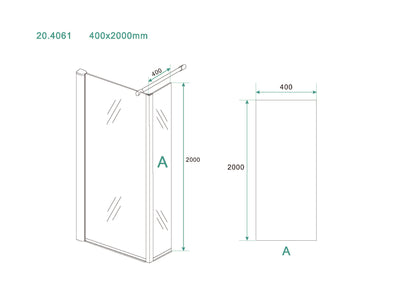Eco zijwand met hoekprofiel 400 x 2000 x 8 mm nano helder glas/chroom