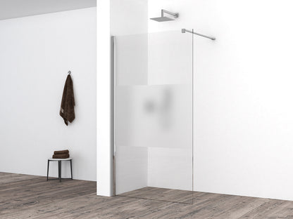 Comfort inloopdouche 700 x 2000 x 10 mm nano helder glas met melkglas middenband/chroom