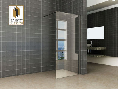 Graffic inloopdouche 900 x 2000 x 10 mm nano safety glass folie helder glas/mat zwart