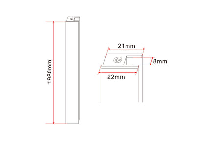 set magneetstrip voor 1/4 cabine met 2 draaideuren 8mm chroom