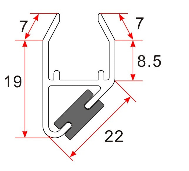 Set magneetstrip modulair 8-8 mm