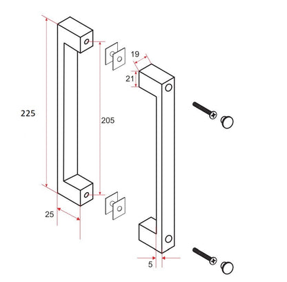 Deurgreep type 5 22,5 cm mat zwart