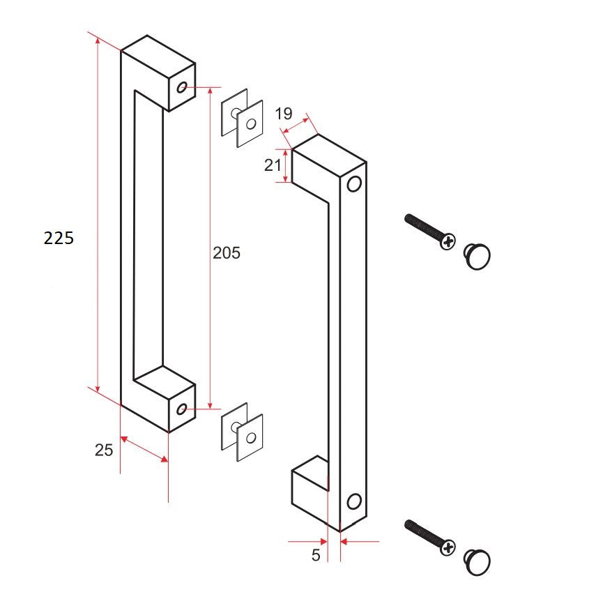 Deurgreep type 5 22,5 cm mat zwart