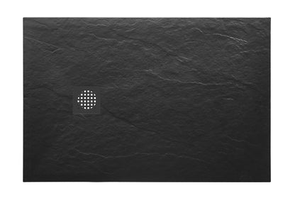 Stonea douchebak antislip composiet 900x1600x30 mm inkortbaar mat zwart