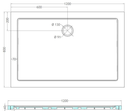luxe douchebak SMC rechthoek 120x80x4 cm wit