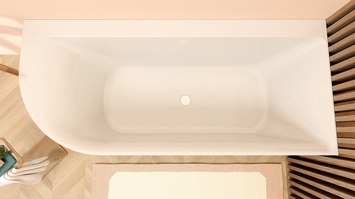 Wiesbaden Zenn hoekbad rechts 170 x 75 cm acryl glans wit met waste glans wit