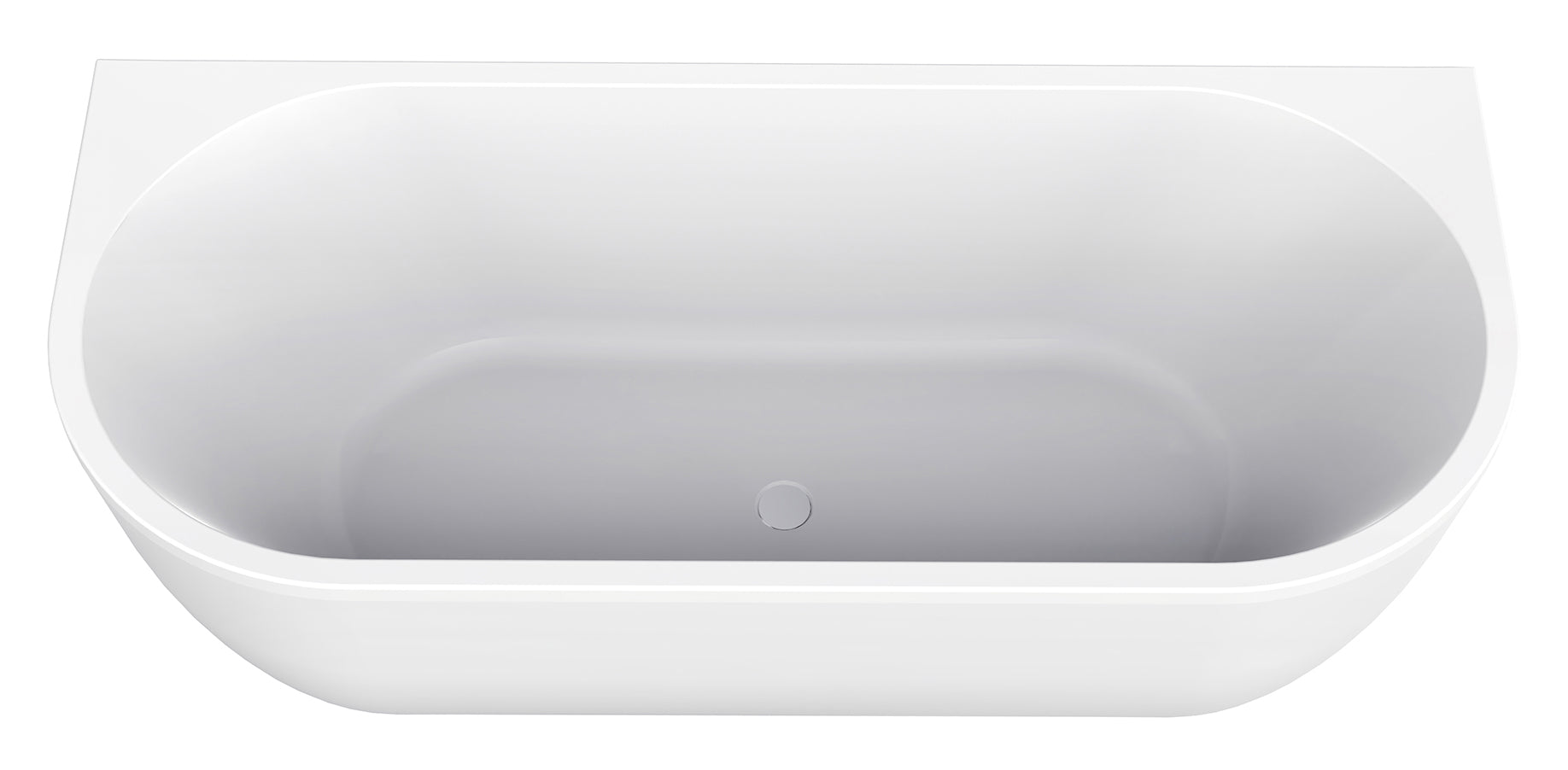 Liora half vrijstaand ligbad 170 x 75 cm acryl glans wit met waste glans wit