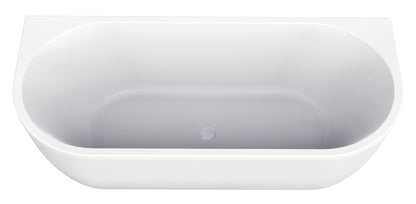 Liora half vrijstaand ligbad 170 x 75 cm acryl glans wit met waste glans wit