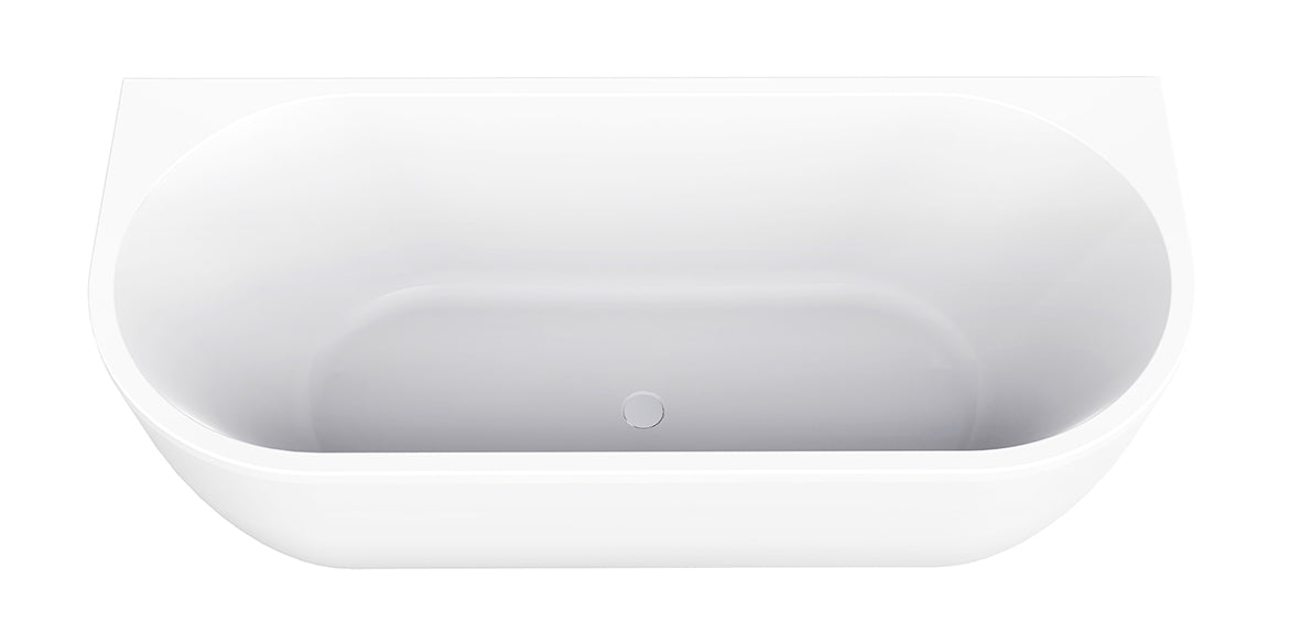 Liora half vrijstaand ligbad 180 x 80 cm acryl glans wit met waste glans wit