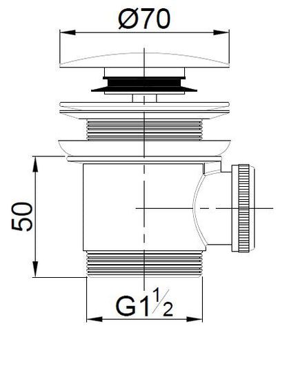 Caral clickwaste afvoerplug vrijstaand bad 1 1/2" chroom