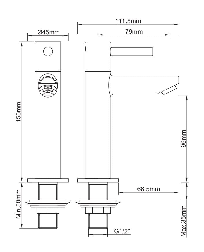 Caral Amador fonteinkraan XL Kiwa 1/2'' geborsteld koper