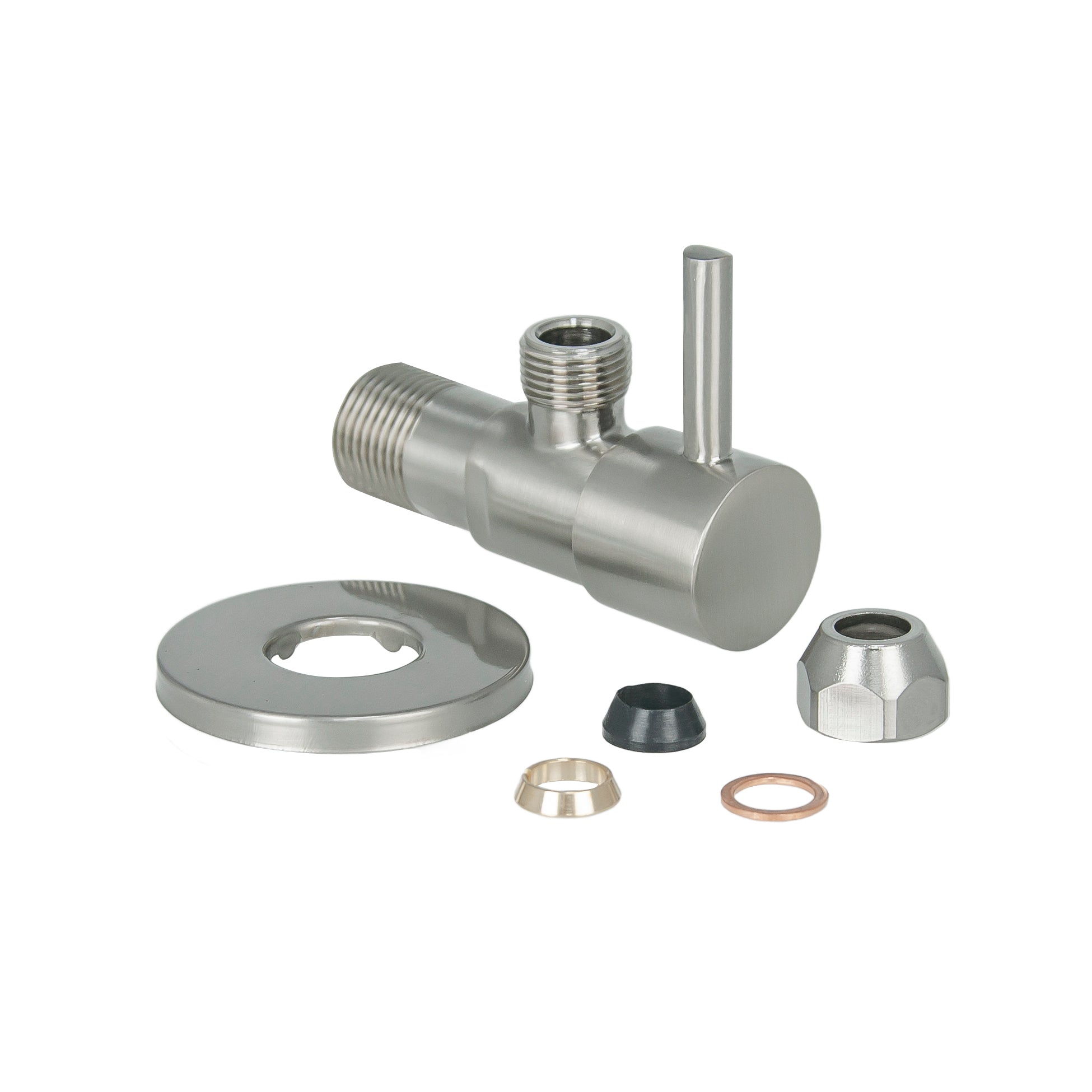 Minimal hoekstopkraan 1/2" x 3/8" of knel 10 mm geborsteld staal PVD