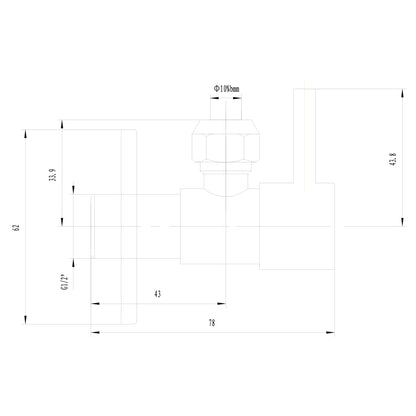 Minimal hoekstopkraan 1/2" x 3/8" of knel 10 mm geborsteld messing PVD