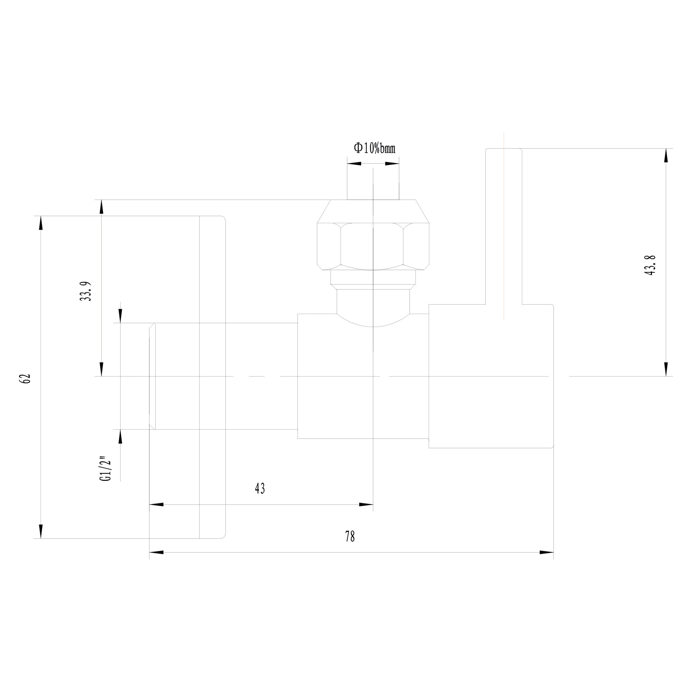 Minimal hoekstopkraan 1/2" x 3/8" of knel 10 mm geborsteld brons koper PVD