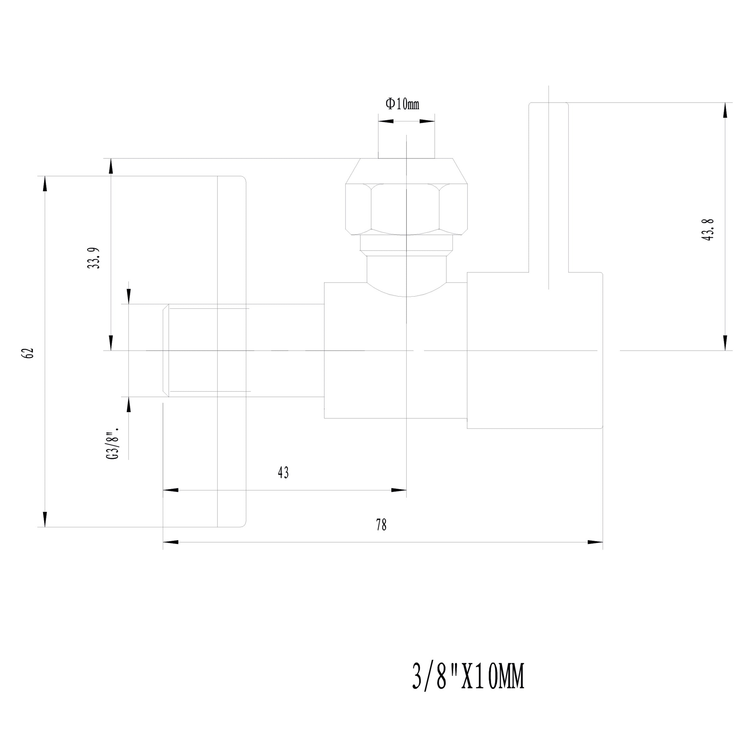 Minimal hoekstopkraan 3/8" x 3/8" of knel 10 mm geborsteld brons koper PVD