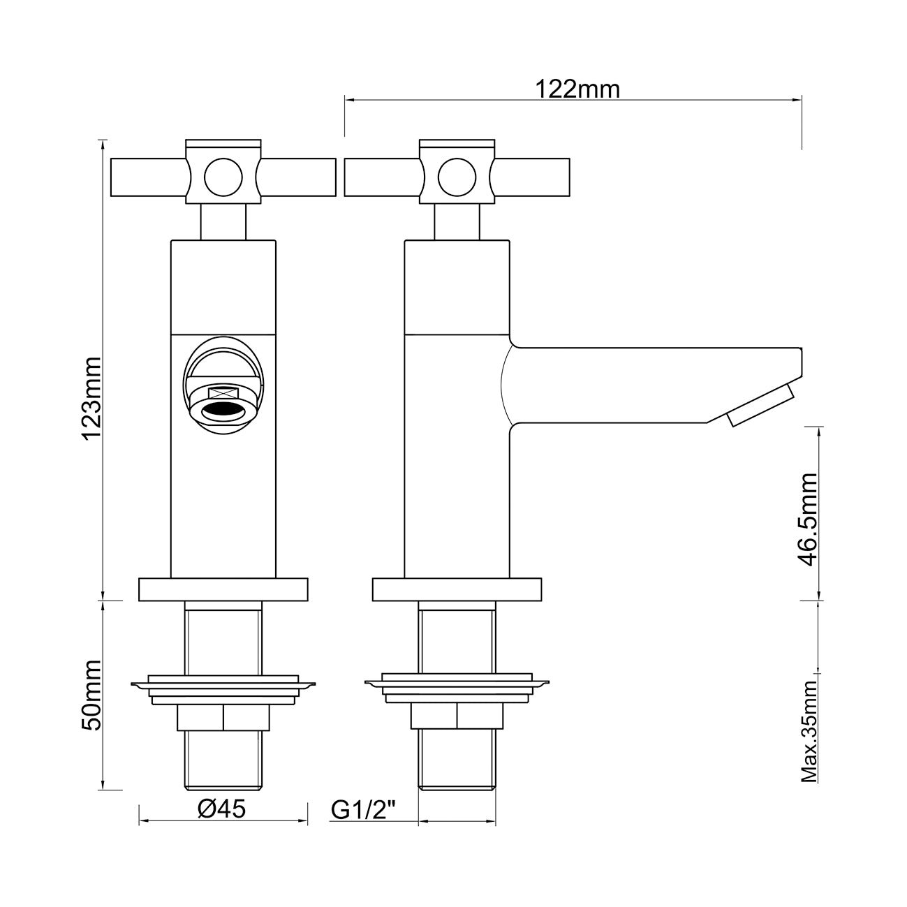 Asmaro fonteinkraan Kiwa 1/2" chroom