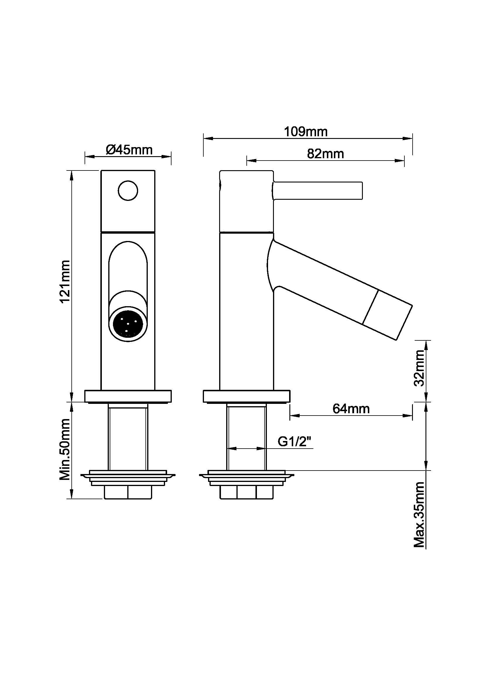 Benga fonteinkraan Kiwa 1/2'' chroom