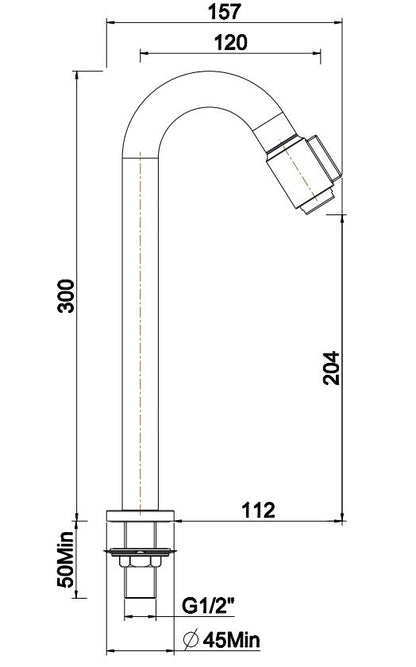 Caral Victoria fonteinkraan XL 1/2'' mat zwart