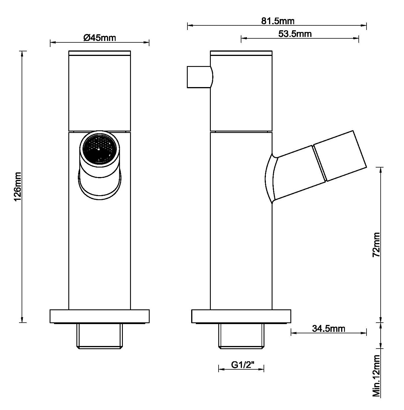 Amador fonteinkraan met muurbevestiging Kiwa 1/2'' geborsteld koper