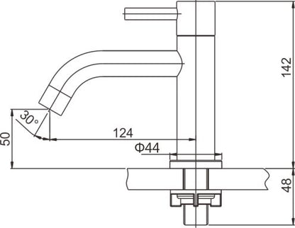 304 fonteinkraan 1/2" geborsteld RVS