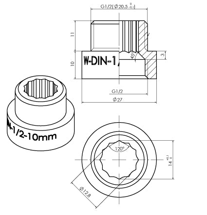 Kraanverlengkoppeling 1/2 x 10 Chr
