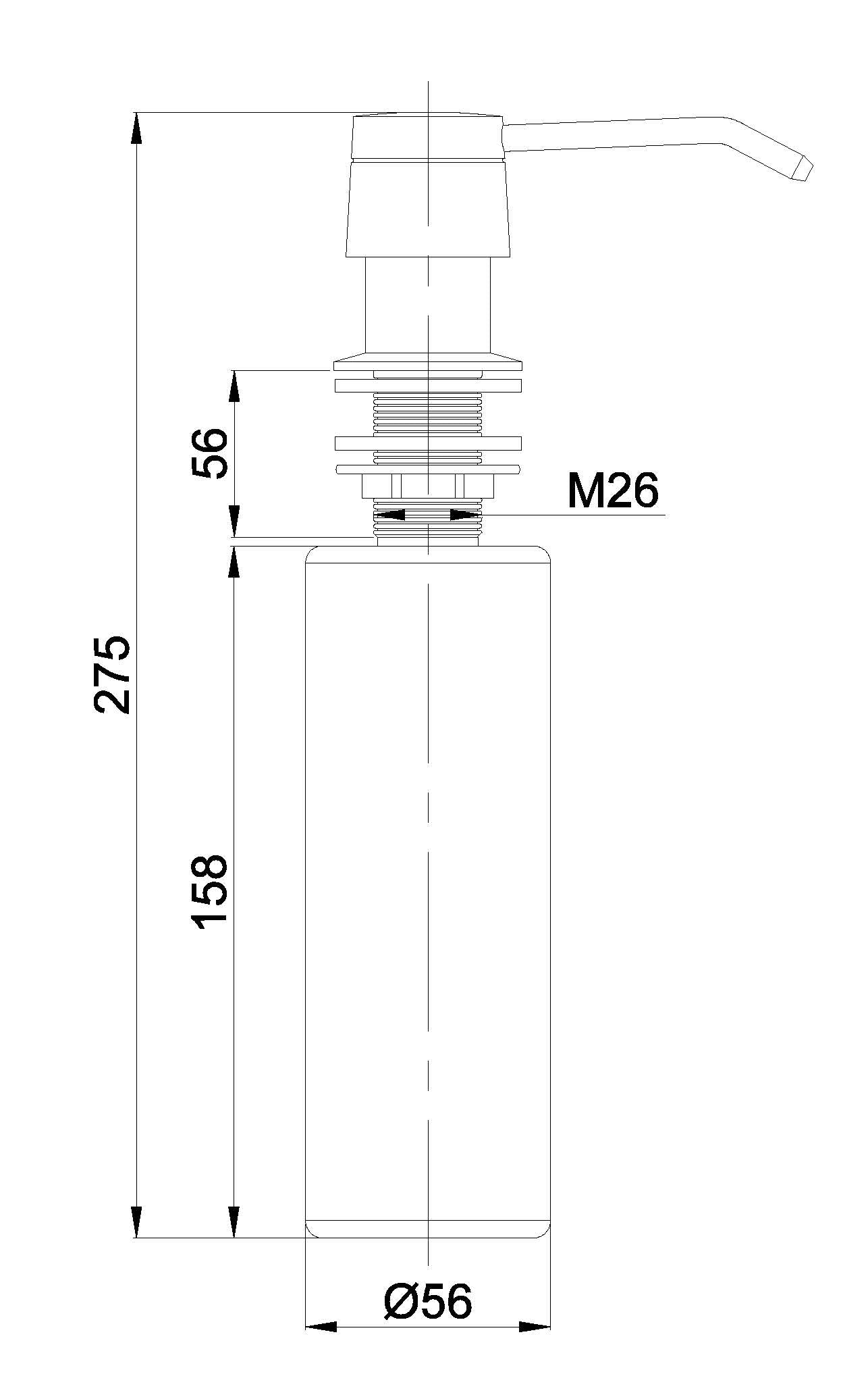 inbouw zeeppompje chroom kunststof fles 250ml