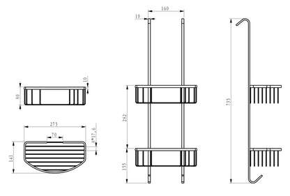 Domo doucherekje hangend chroom