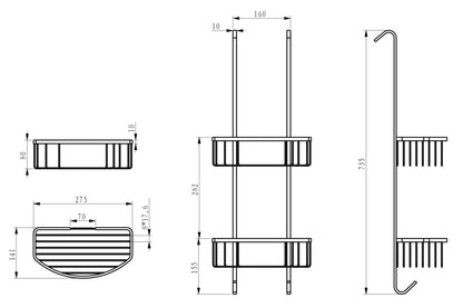 Domo doucherekje hangend RVS geborsteld