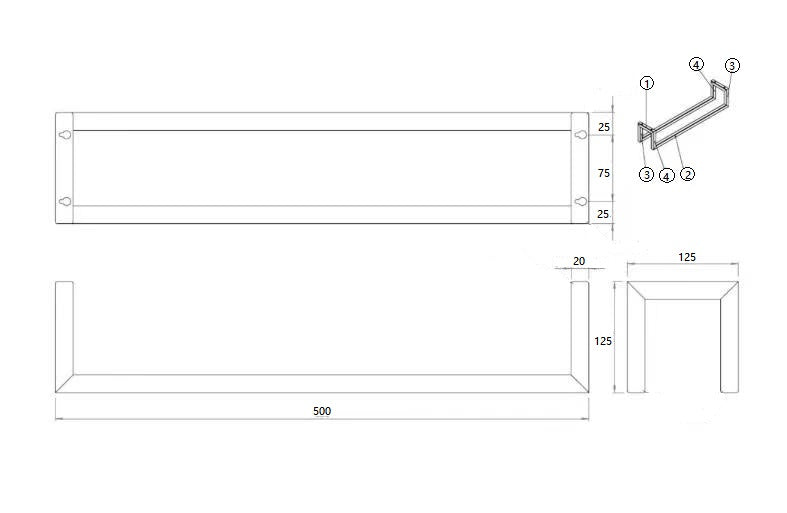 Loft handdoekrek 50 x 12.5 x 12.5 cm geborsteld brons koper PVD