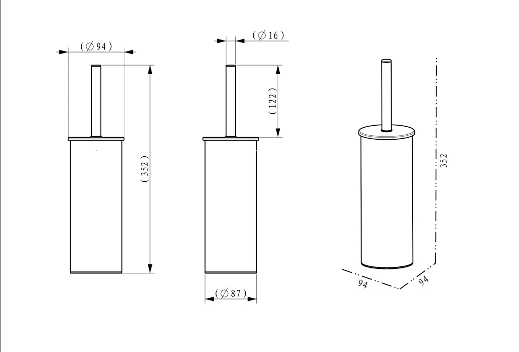 Alonzo vrijstaande toiletborstel met houder RVS geborsteld