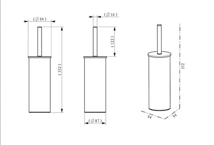 Alonzo vrijstaande toiletborstel met houder RVS geborsteld