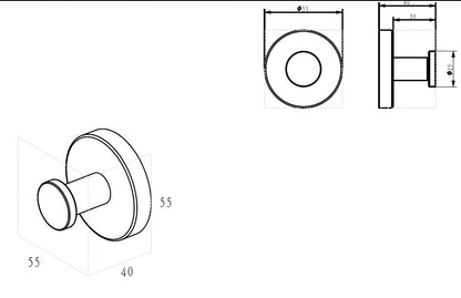 Alonzo handdoekhaak groot RVS geborsteld