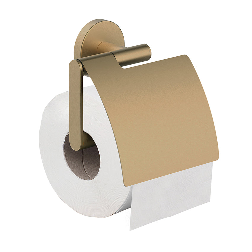 Alonzo toiletrolhouder met klep geborsteld messing PVD