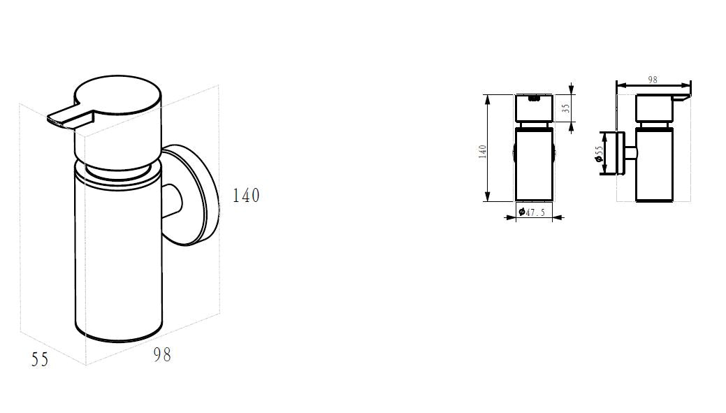 Alonzo zeepdispenser RVS geborsteld