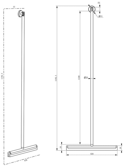 Alonzo vloerwisser met ophanghaak geborsteld brons koper PVD
